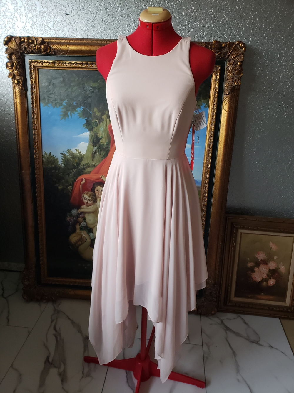 Aidan Mattox Blush Pink High-Low Sleeveless Dress